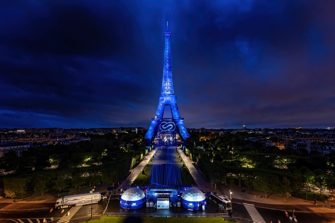 Eiffel tower powered by electro - hydrogen, France